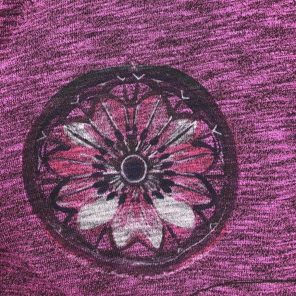 Desigual NWT Purple Heathered Regina graphic tulip hem 3/4 sleeve shirt SP - Picture 12 of 16